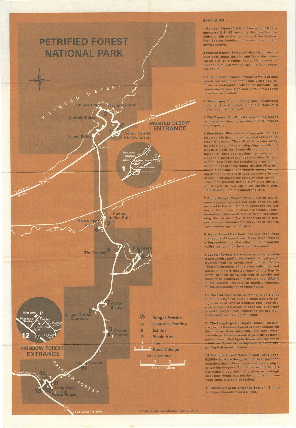 1967 Petrified Forest National Park Map