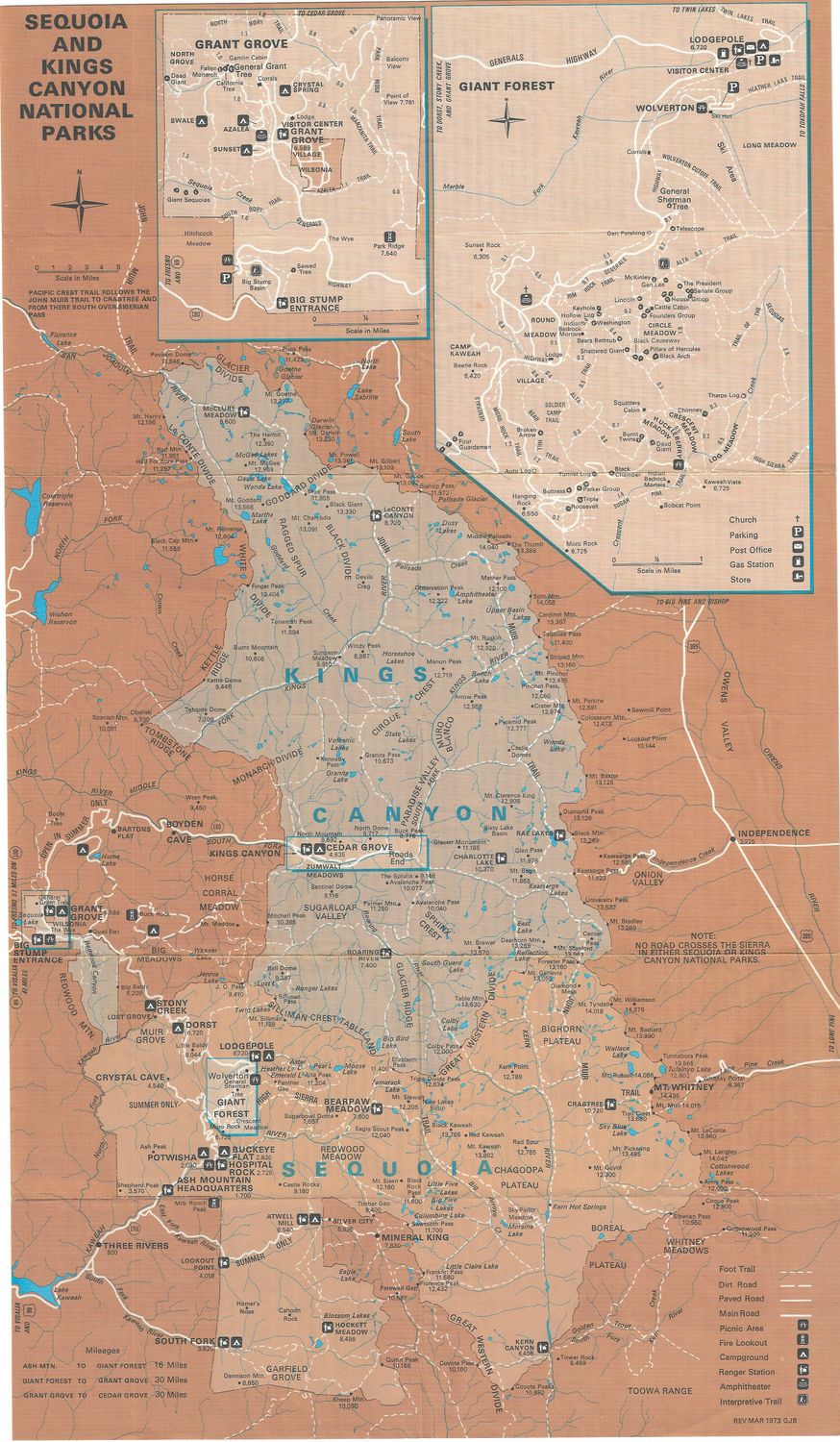 1973 Sequioa National Park Map