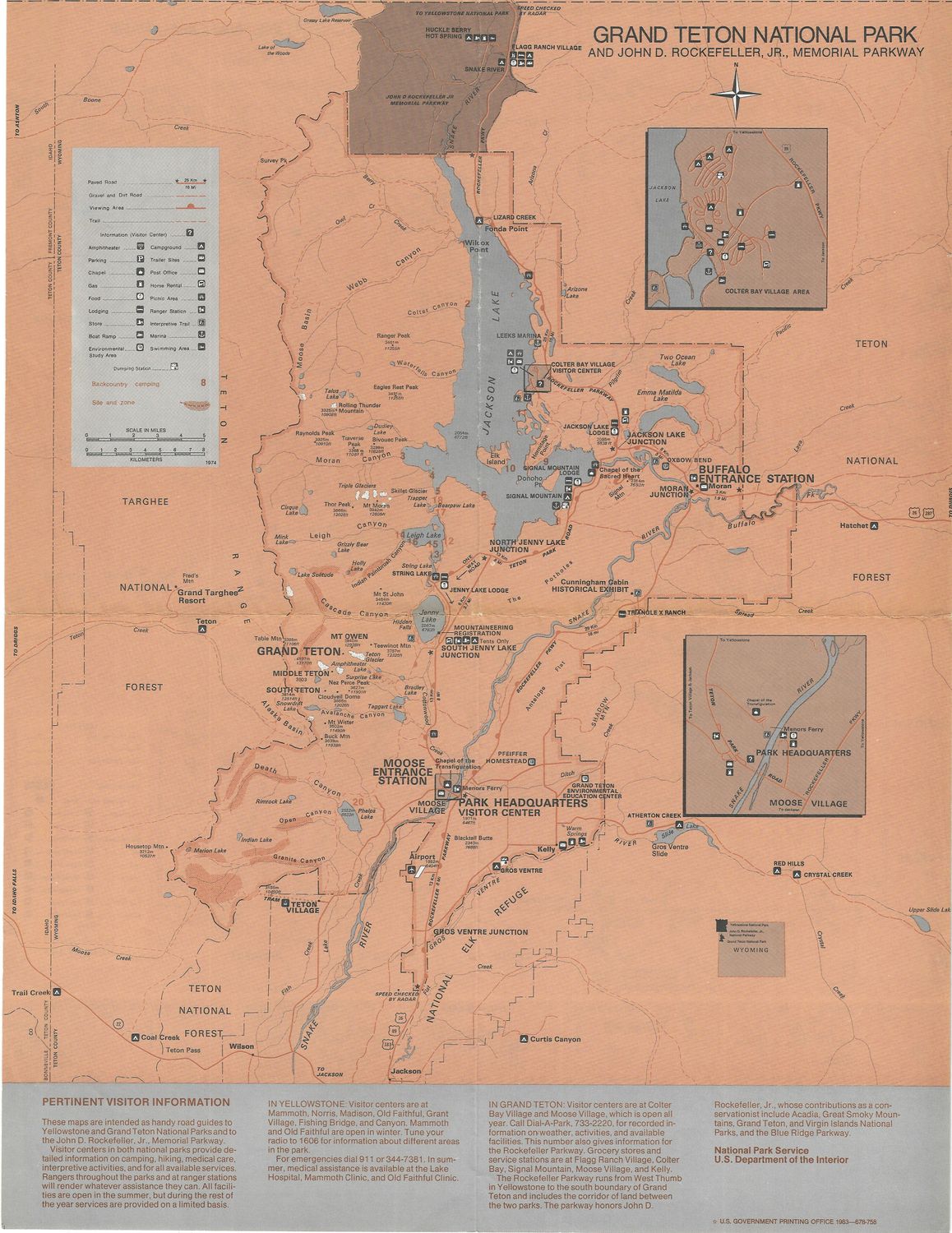 1983 Map of Yellowstone National Park