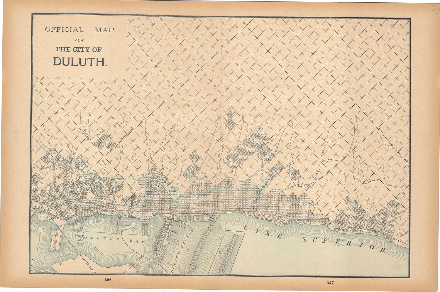 1887 Map of Duluth Minn. by Geo. Cram