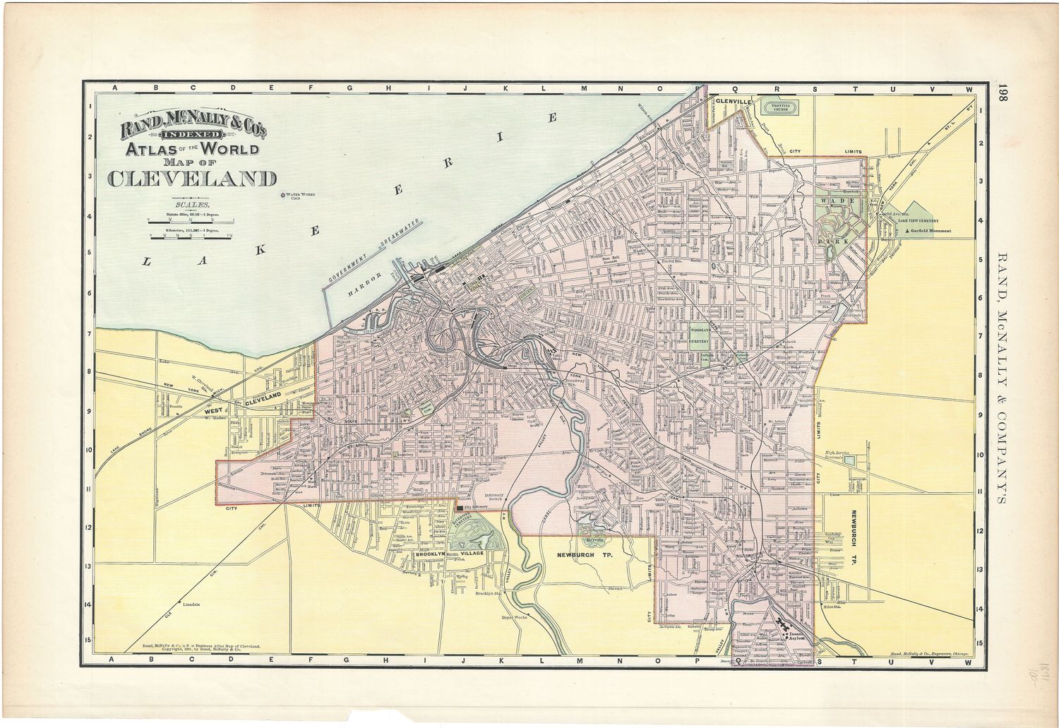 1891 Map of Cleveland, Oh. by Rand McNally