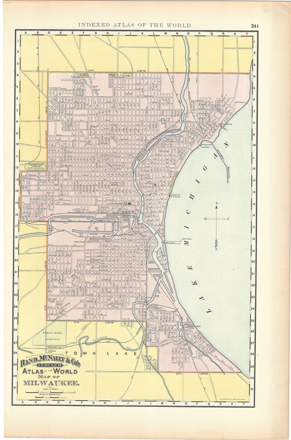 1891 Map of Milwaukee, Wis. By Rand McNally