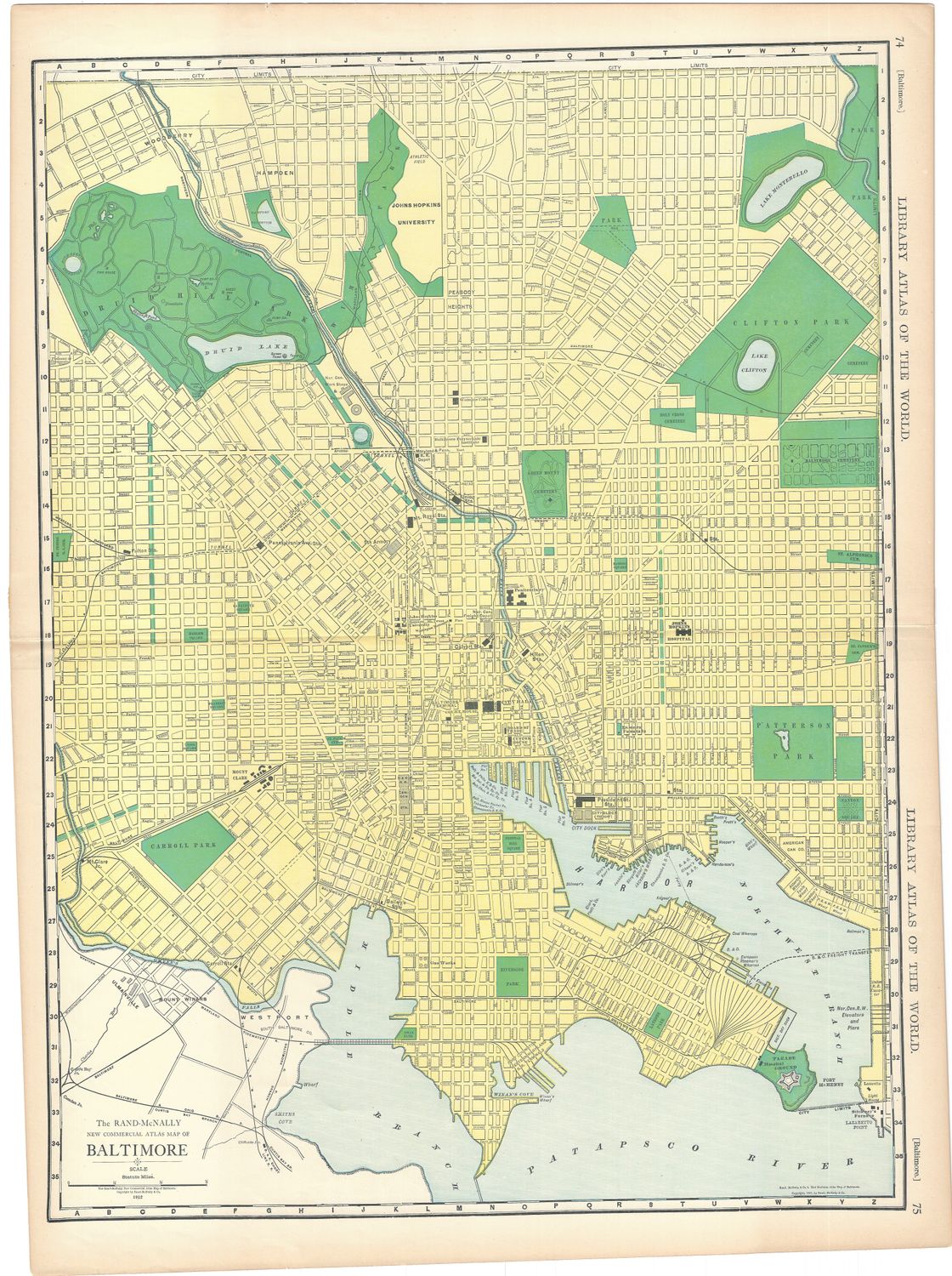 1912 Map of Baltimore  by Rand McNally