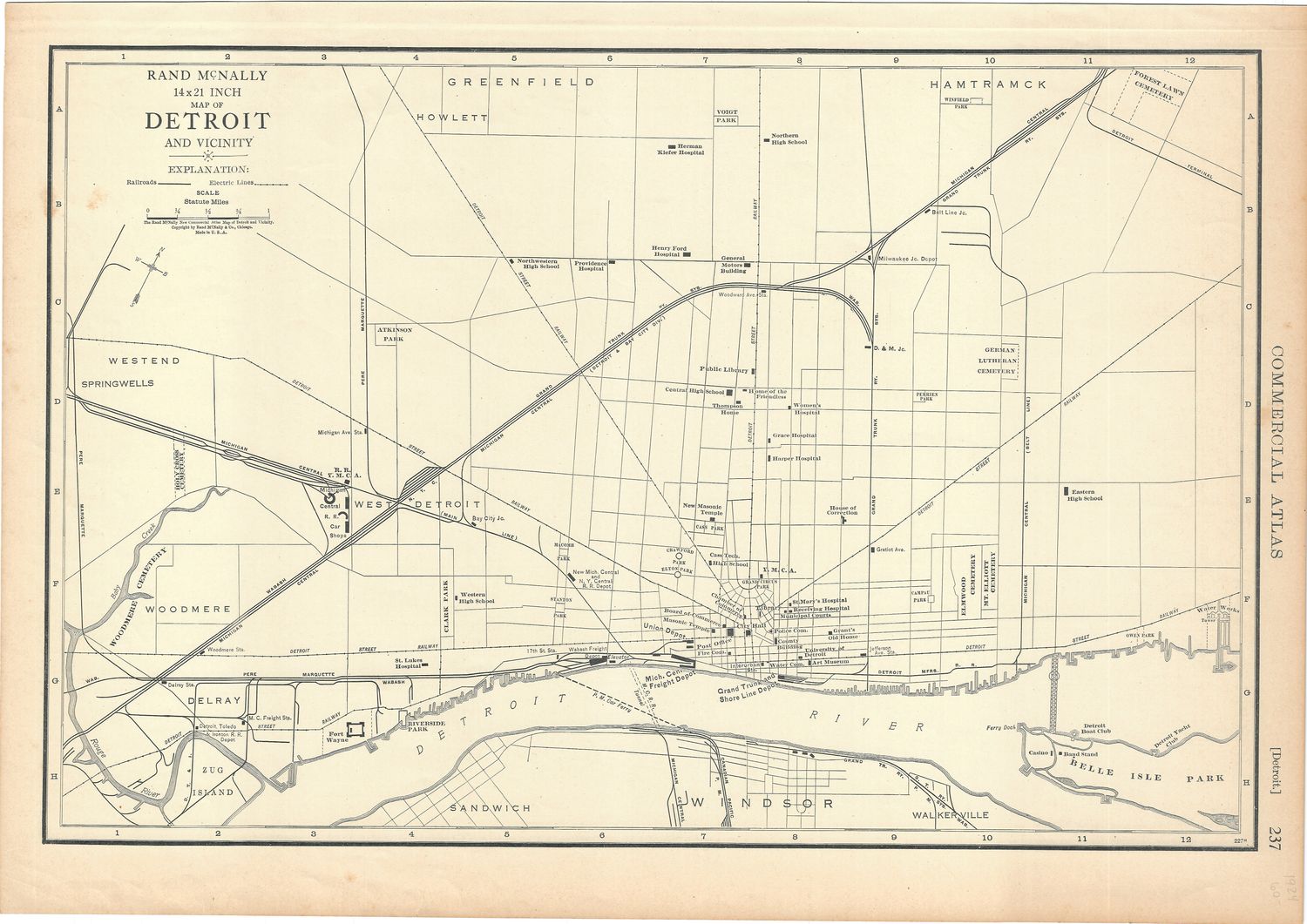1924 Detroit and Vicinity by Rand McNally