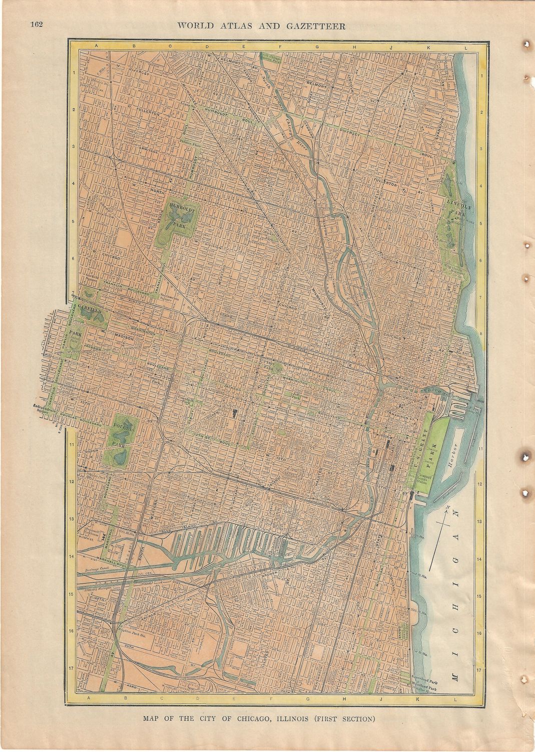 1927 Gazetteer Map of  Chicago, il in 2 Sheets w/ Hand Color