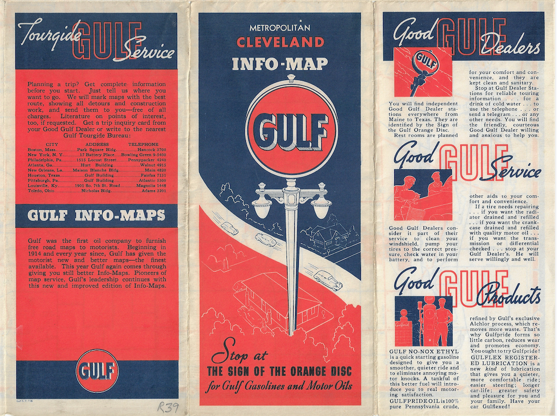 1939 Map of Cleveland, OH by Gulf oil