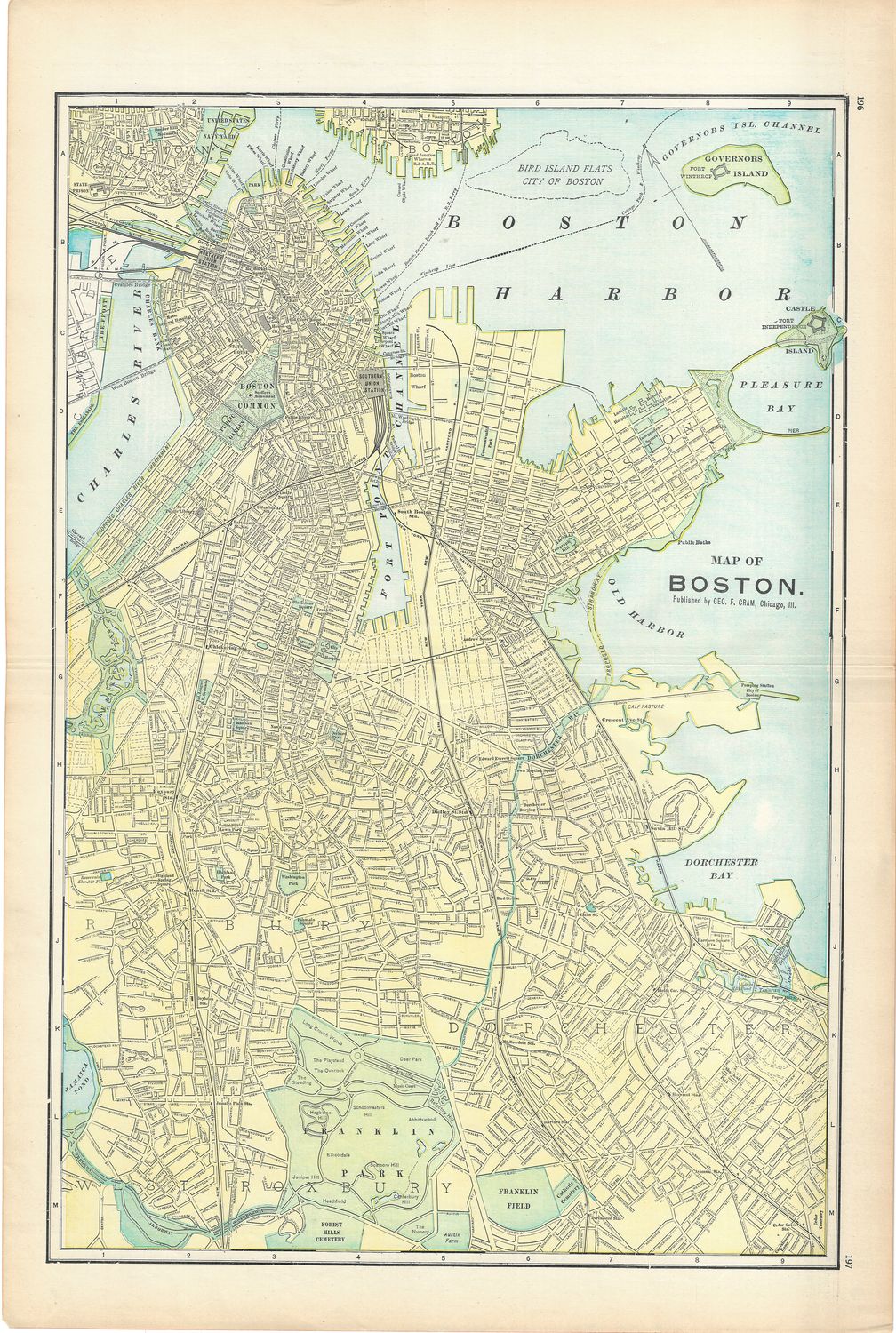 1900 Map of Boston, Mass. by geo. cram