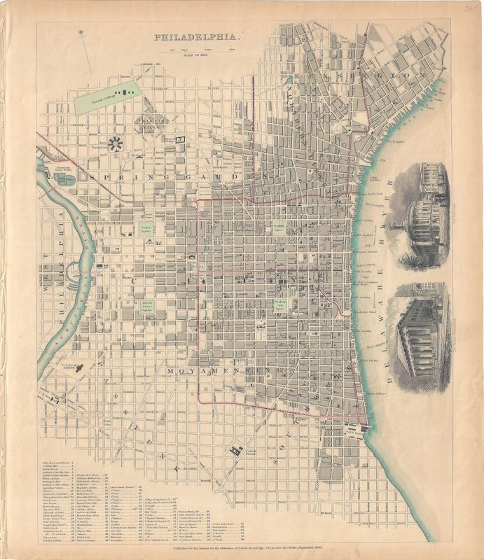 1840 Map of Philadelphia, Pa by the SDUK w/OHC