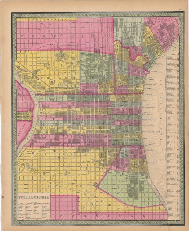 1849 Cowperthwaite Map of Philadelphia by DeSilver-Mitchell's