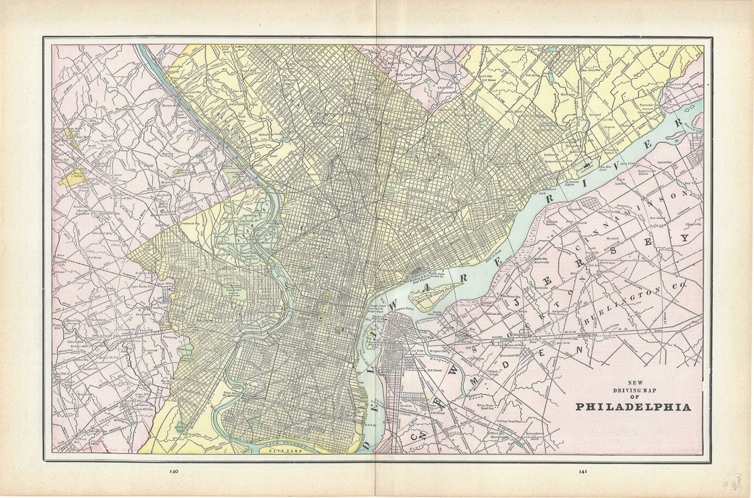 1889 Map of Philadelphia, Pa by Geo. Cram