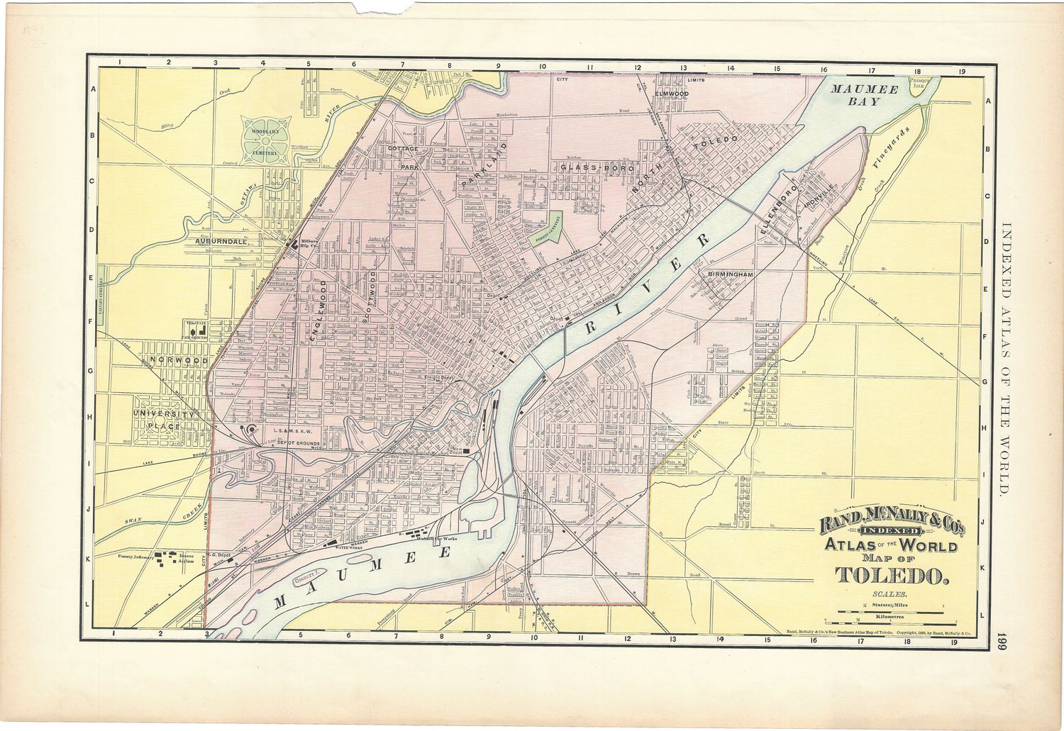 1892 Map of Toledo, Oh. by Rand McNally