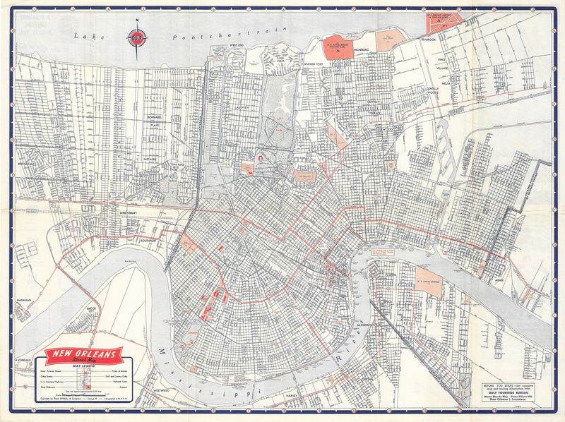 1953 Map of New Orleans from Gulf Oil