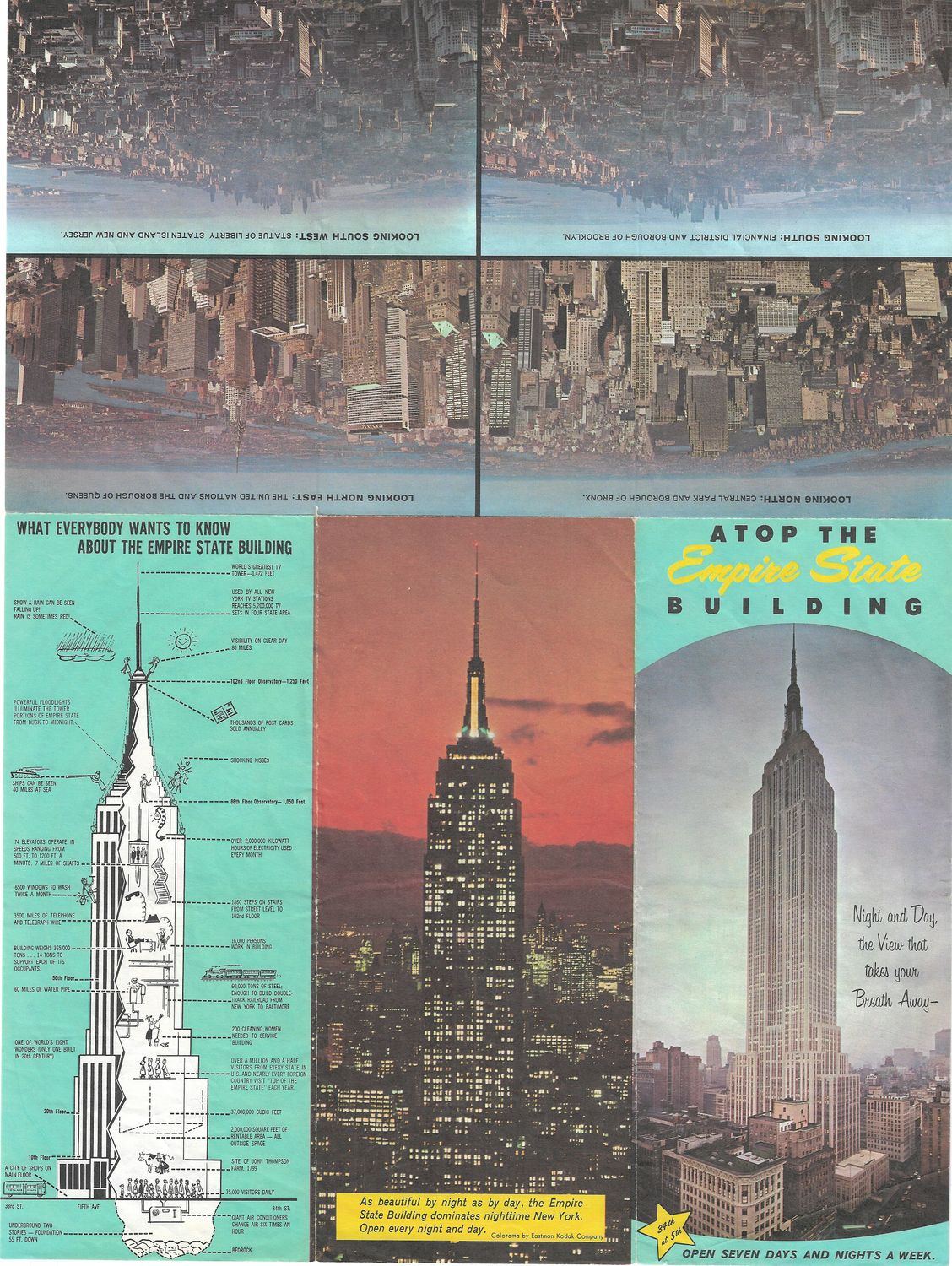 1958  Bird's Eye View from the Empire State Building of NYC 