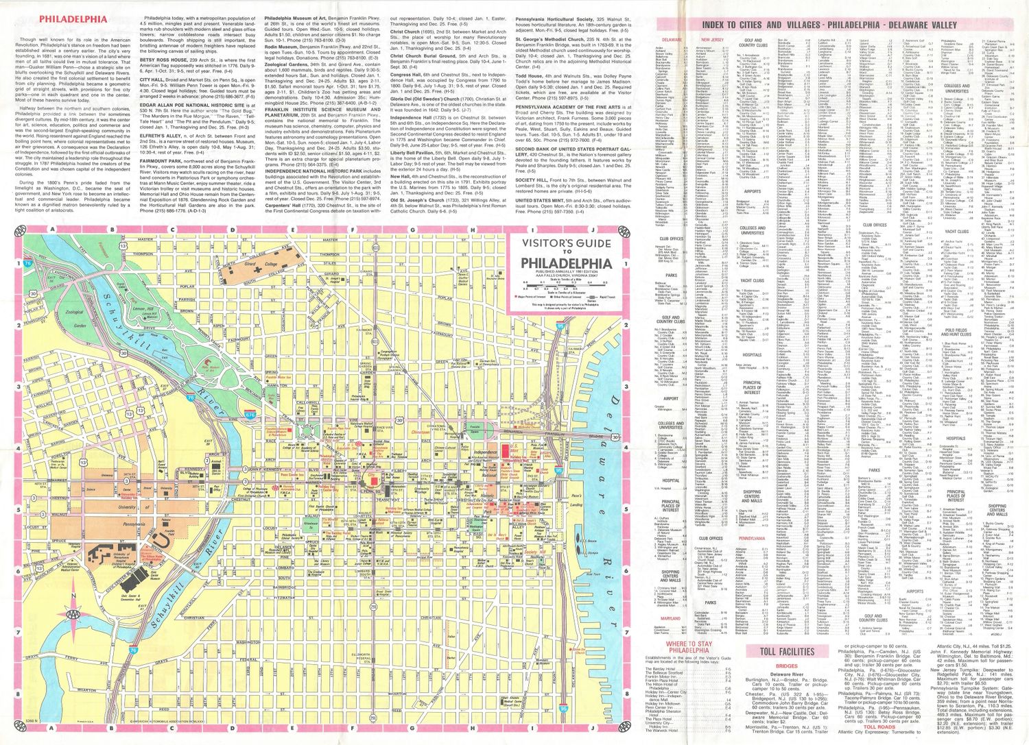 1981 Map of Philadelphia from AAA