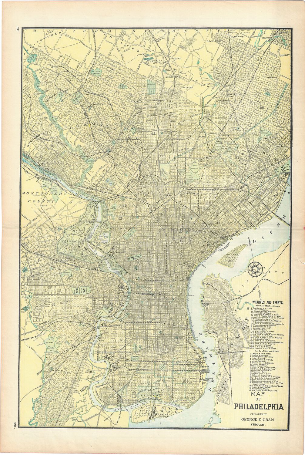 1900 Map of Philadelphia by Geo. Cram