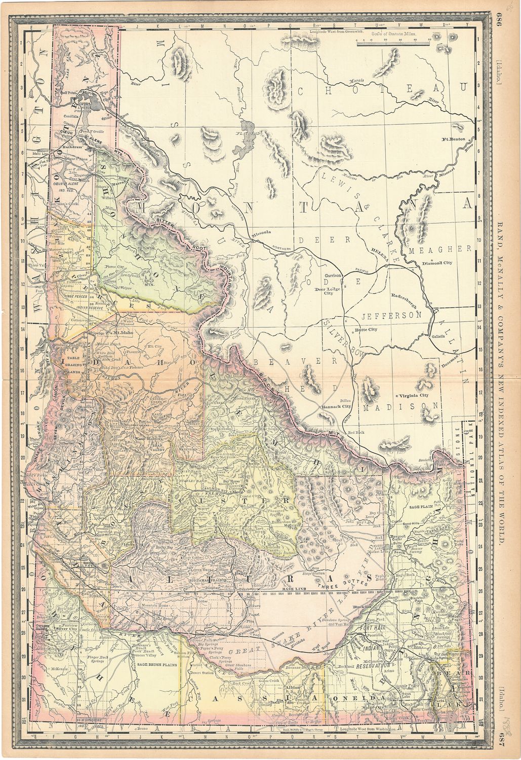 1888 Map of Idaho by McNally - 1st Edition