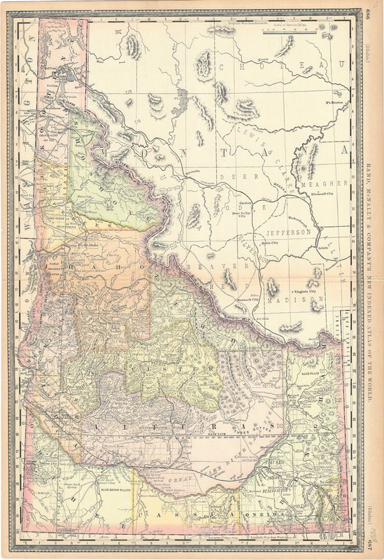 1888 Map of Idaho by McNally - 1st Edition