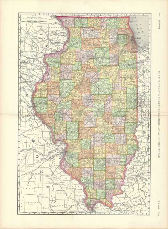 1892 Map of Illinois with Railroads by Rand McNally