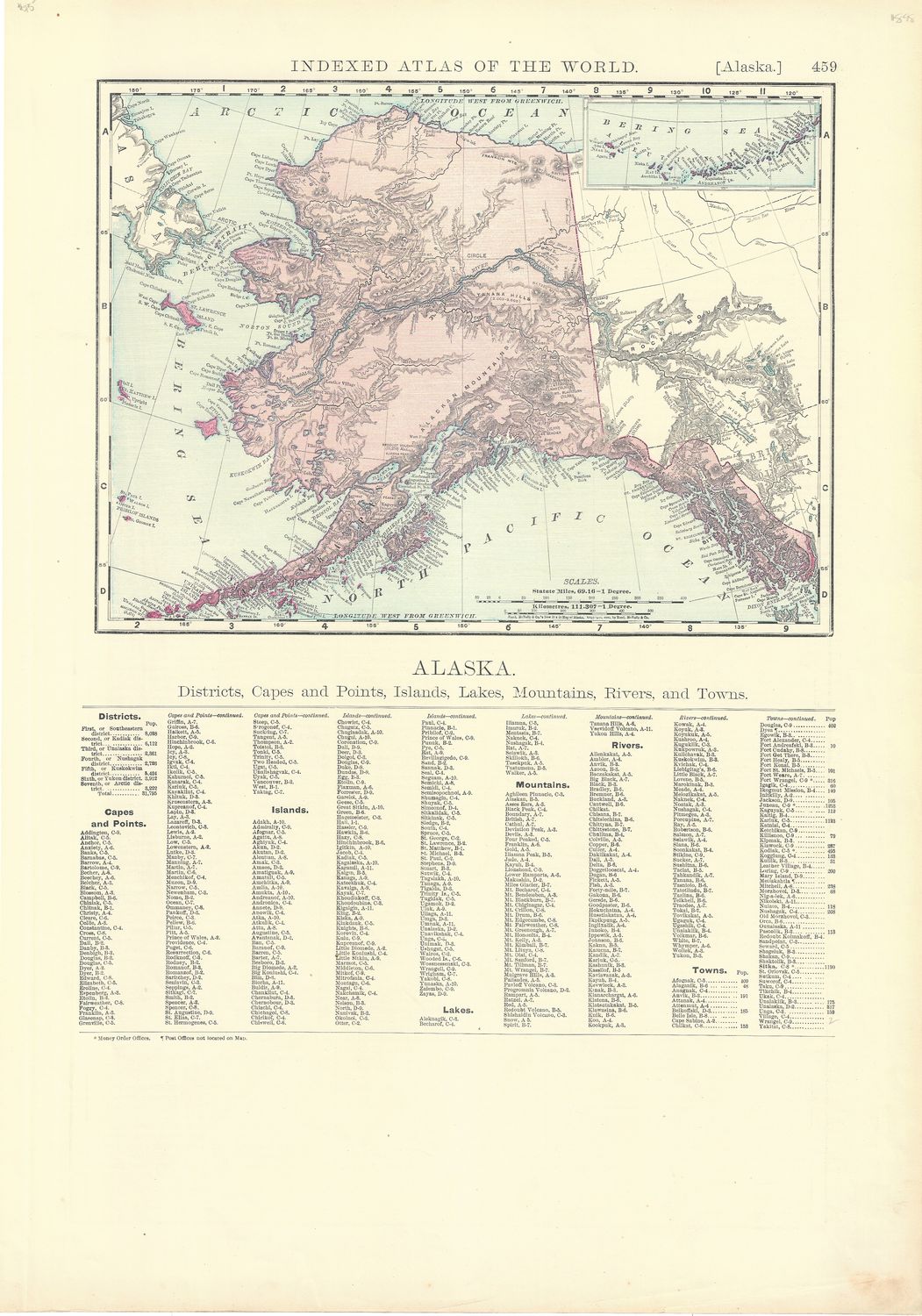 1898 Map of Alaska from the  Atlas of the World