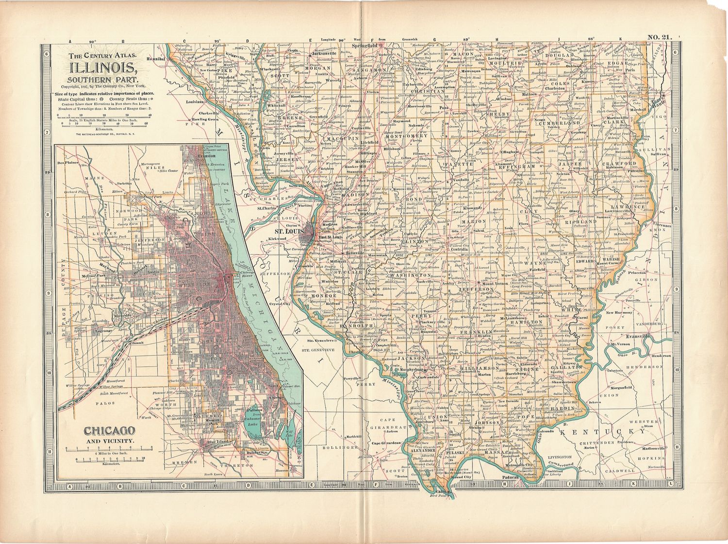 1911 Maps of Illinois (pair) by Century Atlas