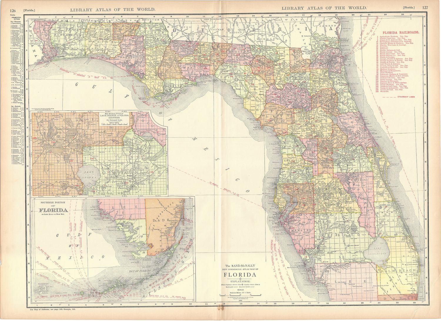 1912 Map of Florida by Rand McNally