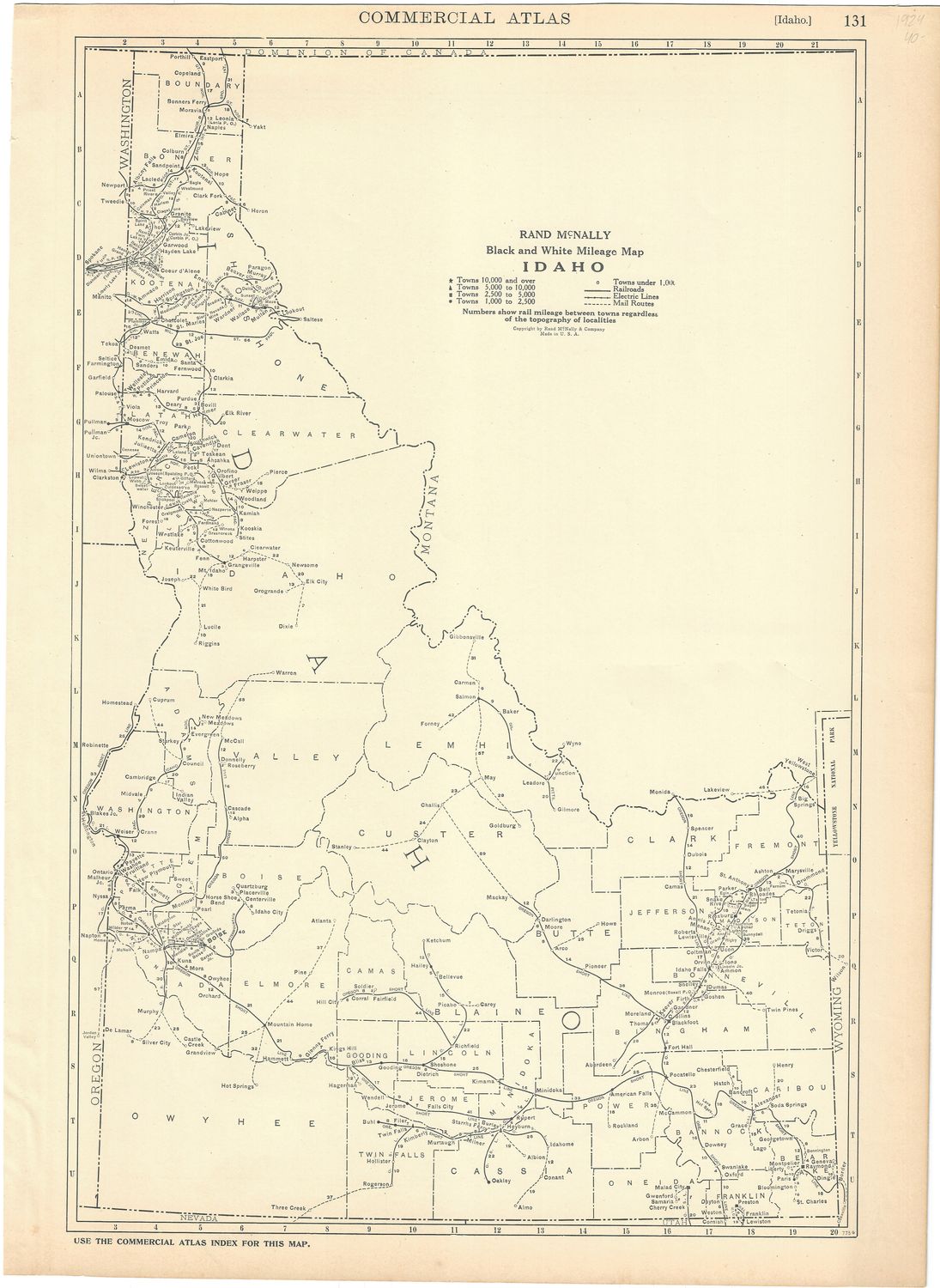 1924 Road Map of Idaho by Rand McNally