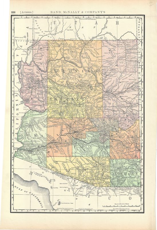 1890 Map of Arizona by Rand McNally
