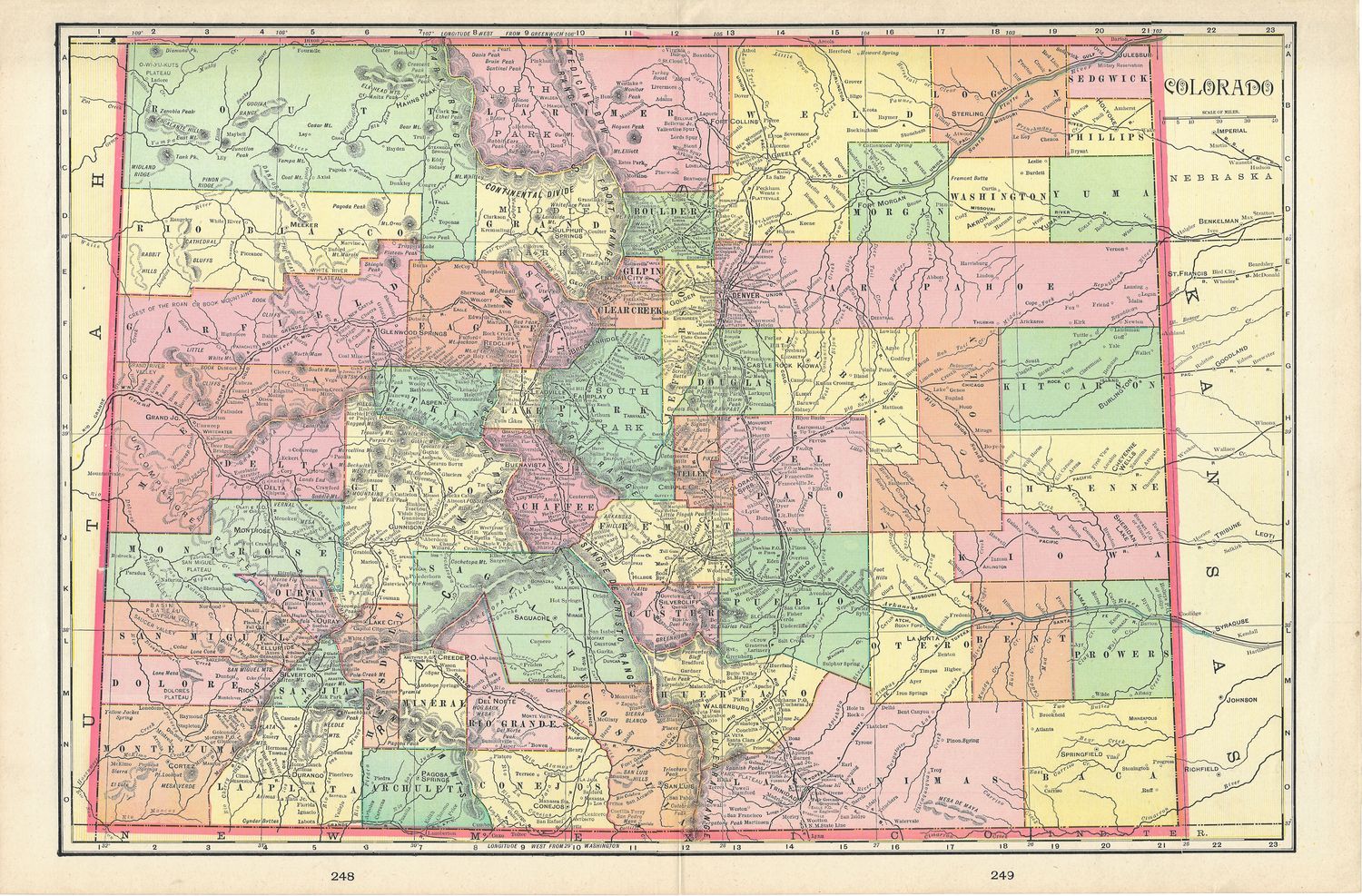 1900 Map of Colorado by Geo. Cram
