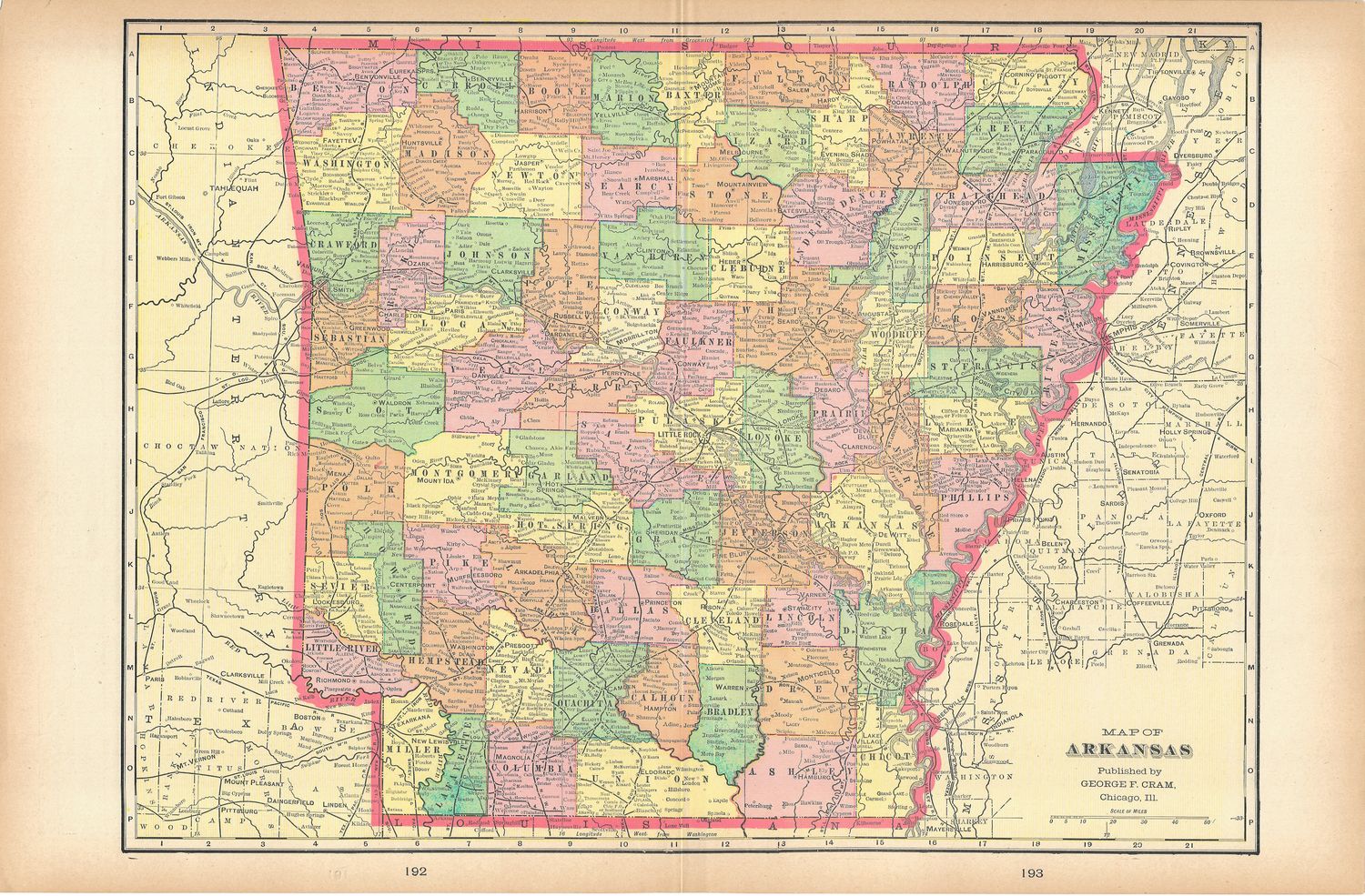 1901 Map of Arkansas by Geo. Cram