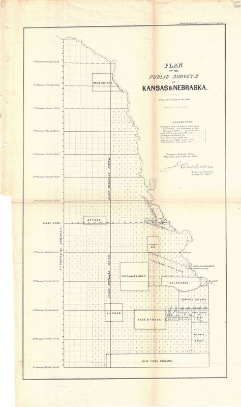 1857 Plan of Public Surveys in Kansas &amp; Nebraska by the GLO