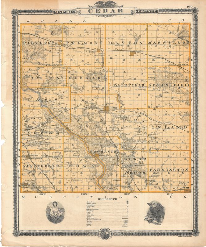 1886 Map of Cedar County,  Iowa