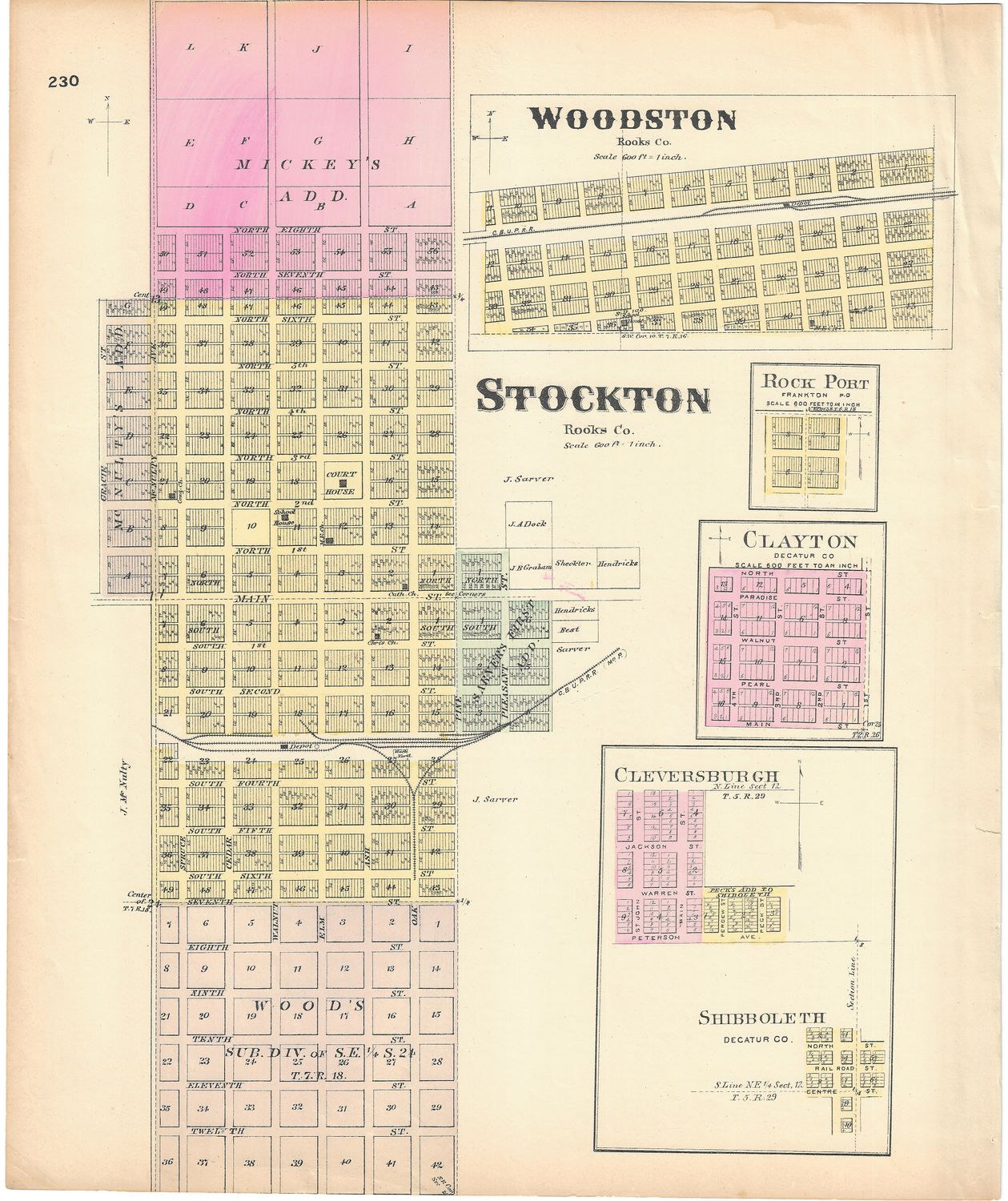 1886 Map of Rooks County,  Kansas