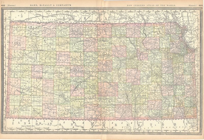 1888 Map of Kansas by Rand McNally