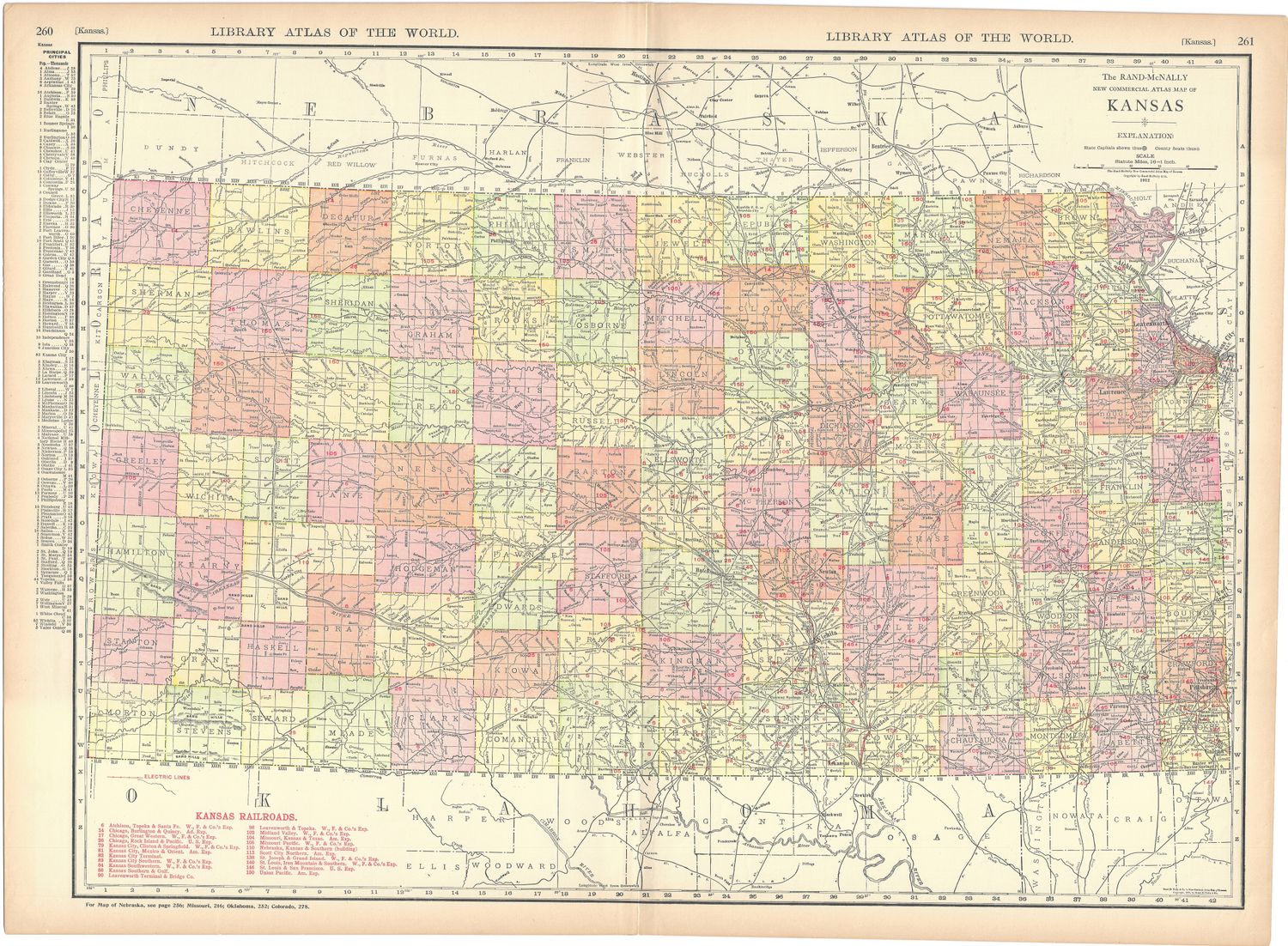 1912 Railroad Map of Kansas by Rand McNally