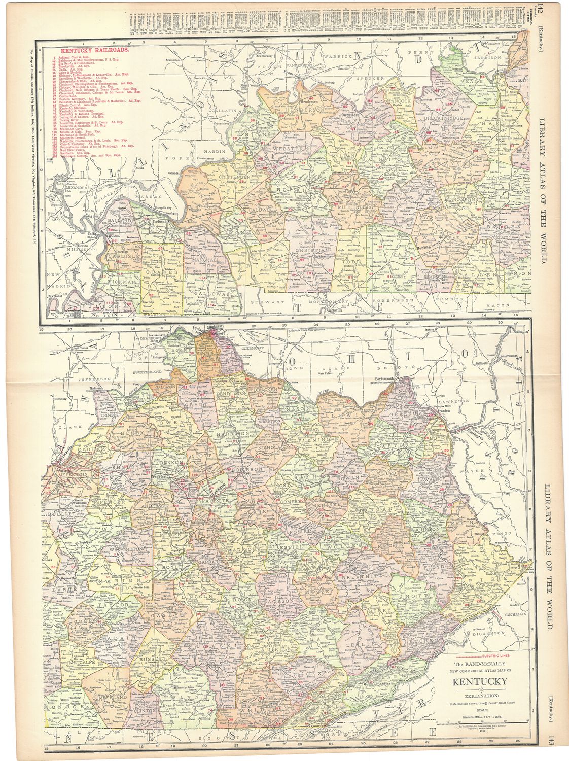 1912 Railroad Map of Kentucky by Rand McNally