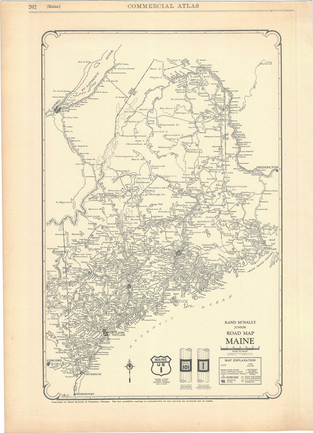 1924 Rand McNally Road and Mileage Map of Maine
