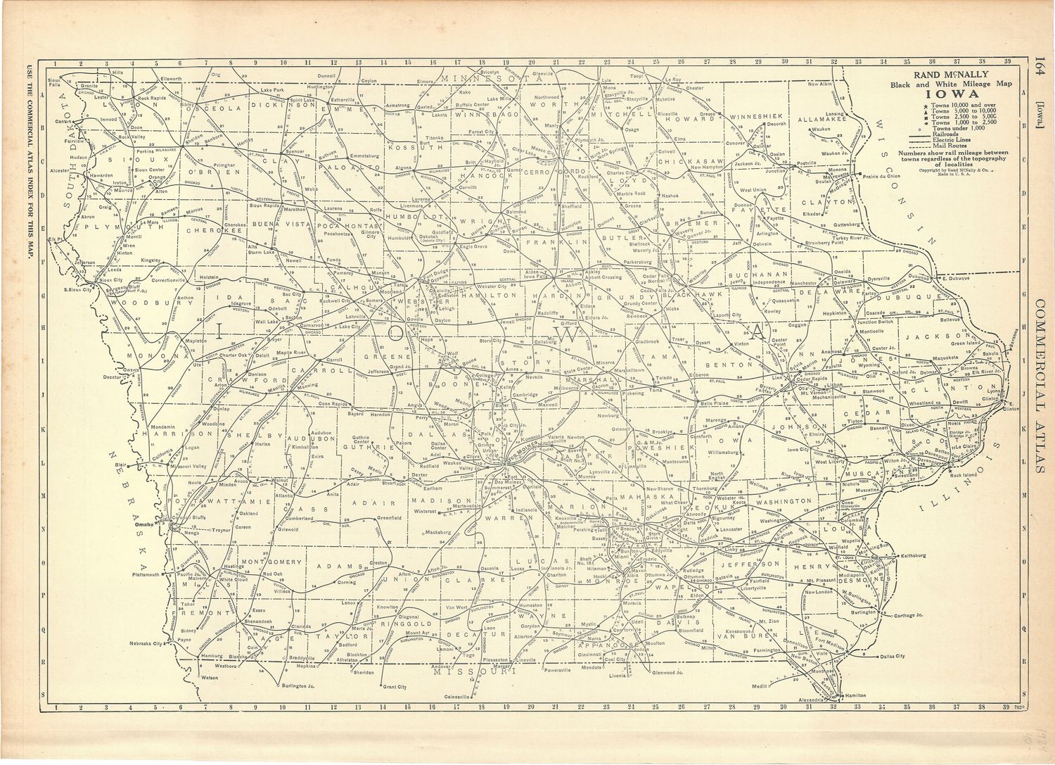 1924 Rand McNally Mileage Map of Iowa