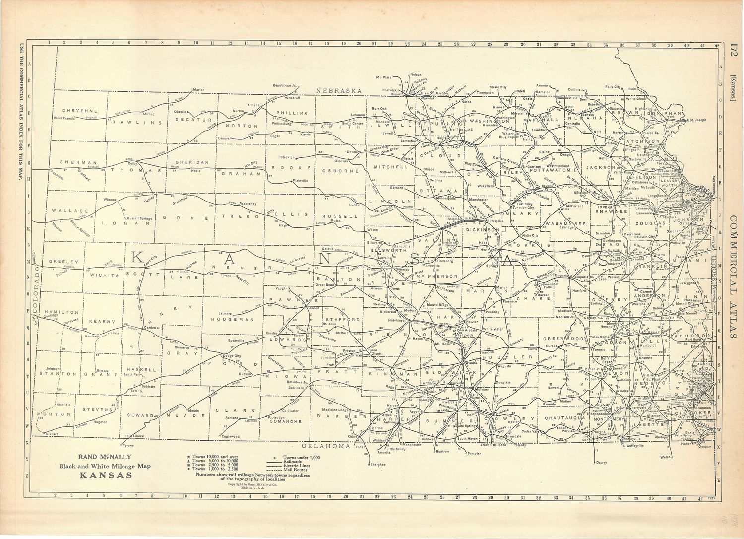 1924 Rand McNally Mileage Map of Kansas