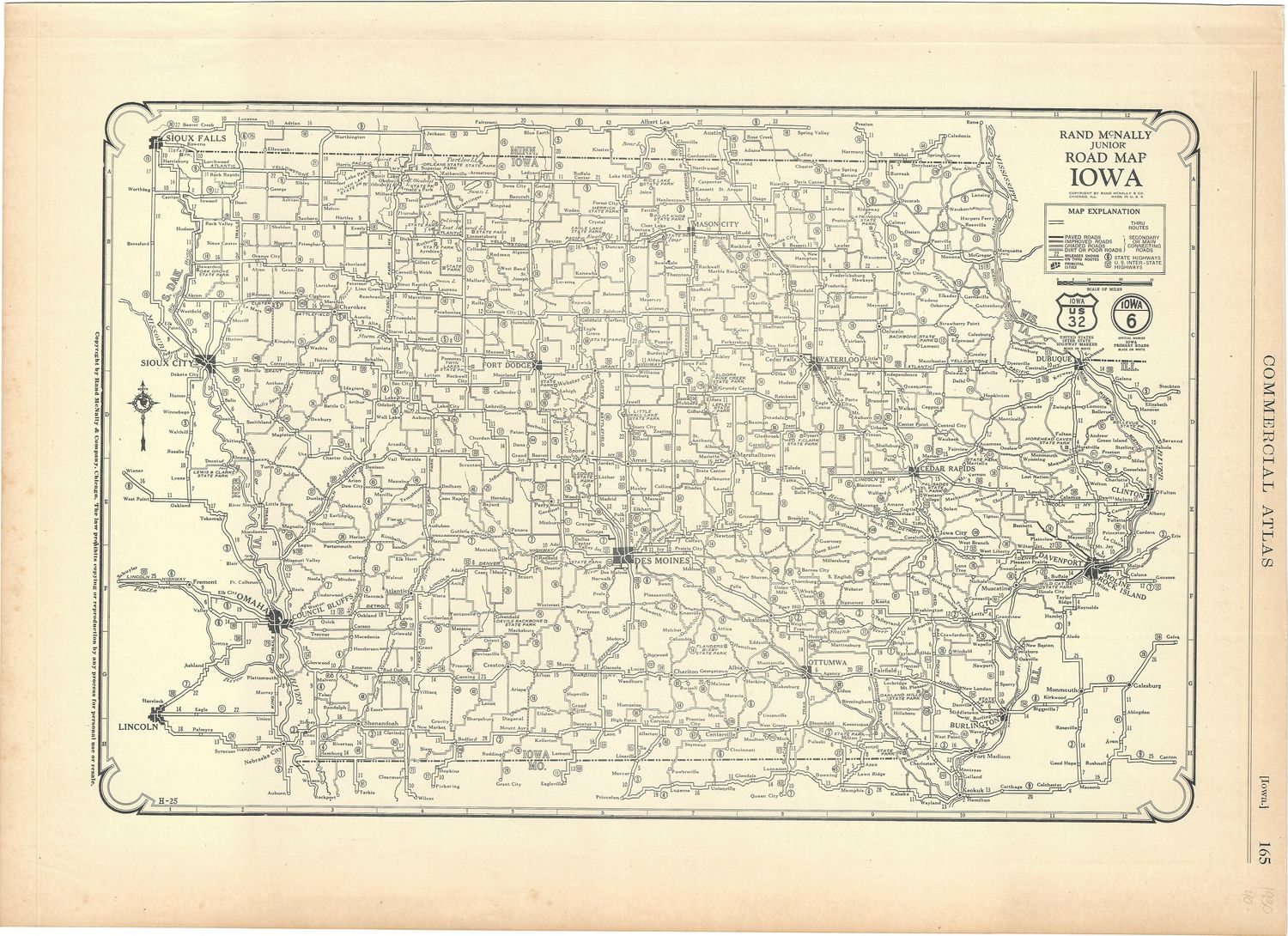 1930 Rand McNally Road Map of Iowa