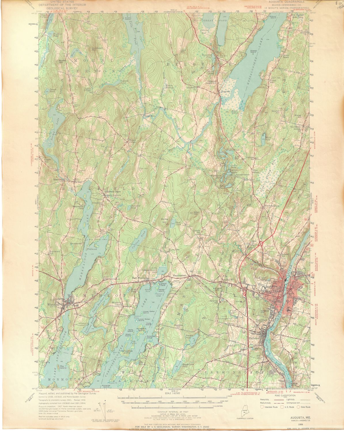 1956 USGS Augusta, Maine Quadrangle