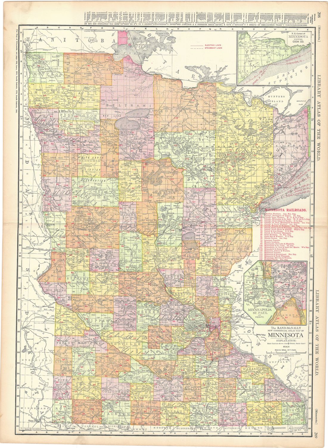 1912 Railroad Map of Minnesota by Rand McNally