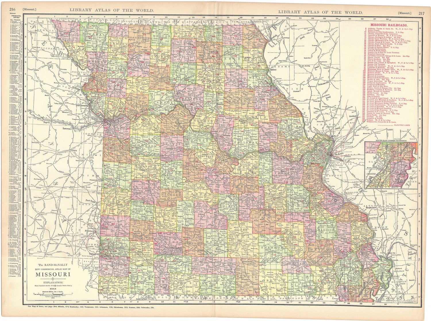 1912 Railroad Map of Missouri by Rand McNally