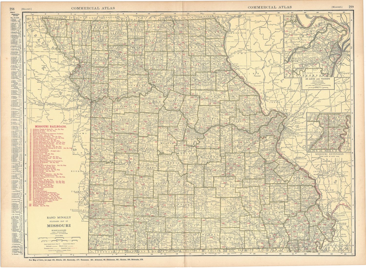 1924 Railroad Map of Missouri by Rand McNally