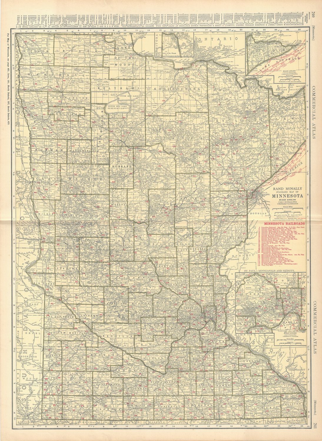 1924 Railroad Map of Minnesota by Rand McNally