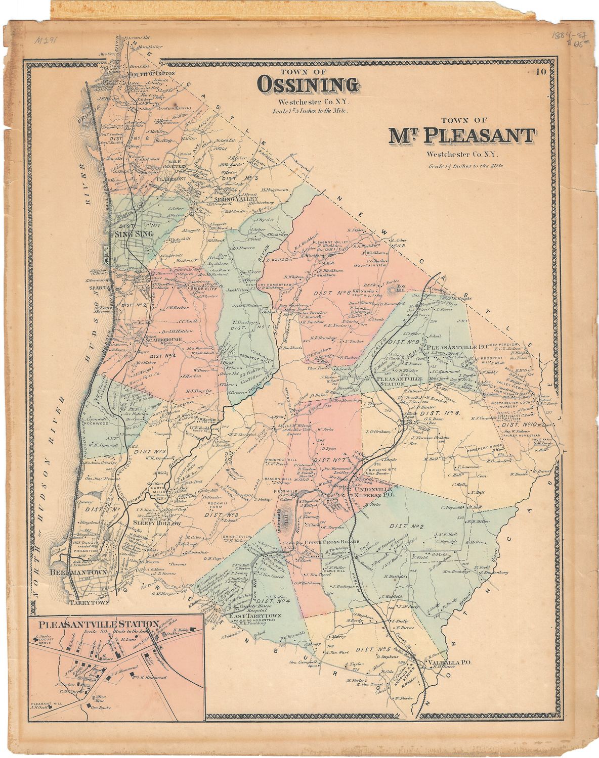 1881 Westchester County New York- Tarrytown to Sing Sing Section
