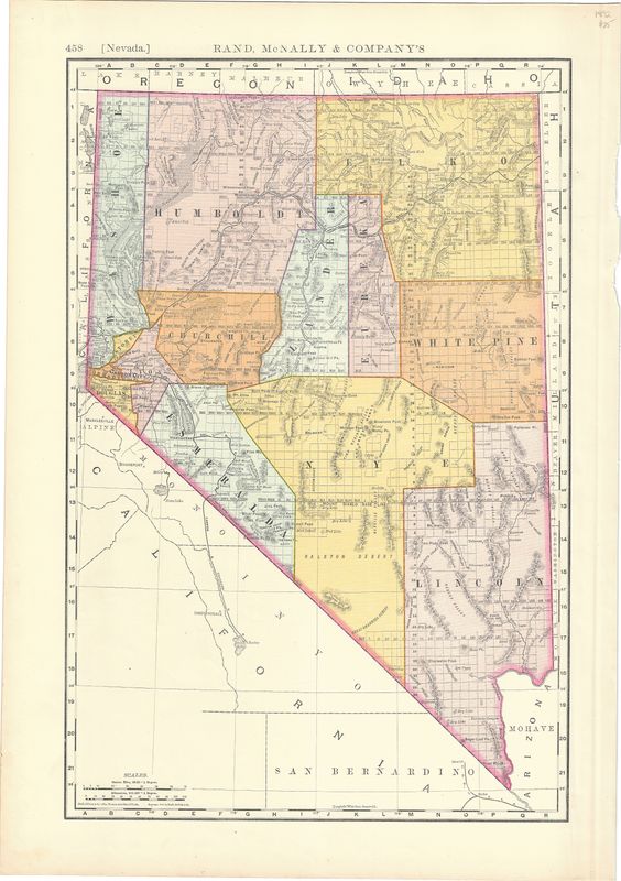 1892 Map of Nevada (territory) by Rand McNally