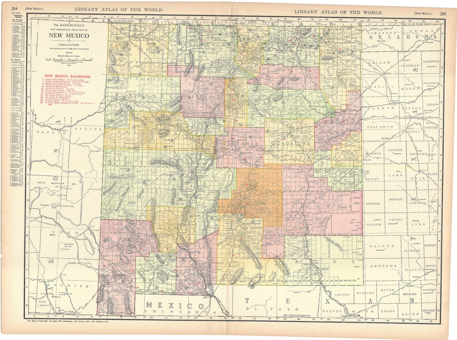 1912 Railroad Map of New Mexico by R McNally