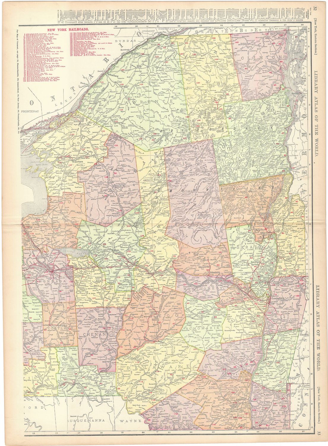 1912 Railroad Map of New York (Eastern Part) by Rand McNally