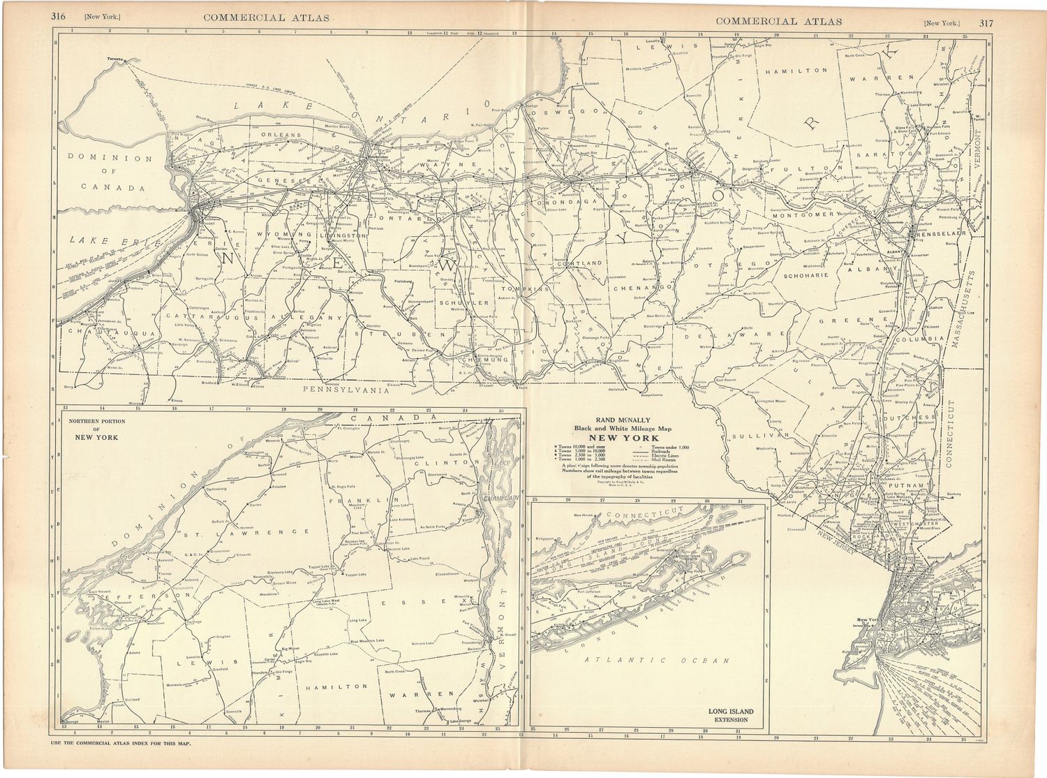 1924 Mileage Map of New York by Rand MvNally