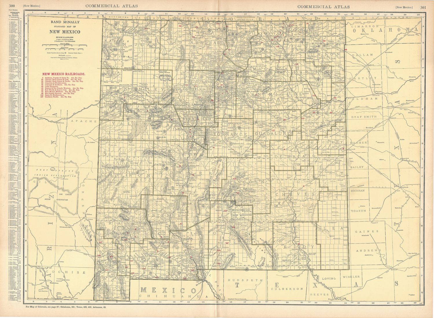 1924 Railroad Map of New Mexico by Rand McNally
